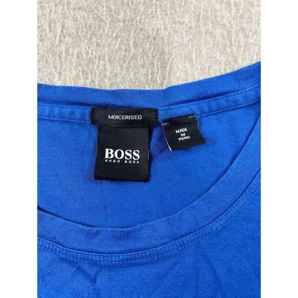 Men's Boss Hugo Boss Mercerised Tiburt Blue T-Shirt Sz Medium Short Sleeve Tee - Picture 3 of 10